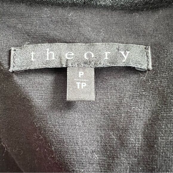 Theory Laura Lamb Leather Sleeve Draped Blazer Jacket Gray Black XS - Picture 7 of 11